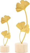 Arfuka ginkgo lapų statulėlės, metalinės skulptūros, dekoratyviniai ornamentai svetainei, miegamajam, biurui, spintelėms, aukso spalvos, 2 vnt.