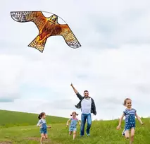 Touch the sky geltonas paukščio aitvaras sodui, ūkiui ir laukui paukščių kontrolei ir pasėlių apsaugai, išskirtiniai audiniai ir unikalus konstrukcijos dizainas. Pridėta 30 m aitvaro virvelės rankena, daugkartinis naudojimas. (be stulpo)
