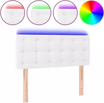 Lova Galvūgalis su LED, baltos spalvos, 100x5x78/88cm, dirbtinė oda