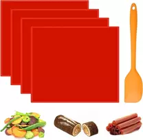 4 silikoninių džiovintuvo padėklų rinkinys, 30 x 26 cm, nelipni džiovinimo plėvelė džiovintuvui, silikoninis kepimo kilimėlis su kraštu, maisto, vaisių džiovintuvo padėklai su grandikliu, šveicariško vyniotinio kepimo kilimėlis, skirtas vaisiams, pyragams