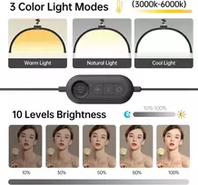 Smoctar led blakstienų lempa, 22 colių pusmėnulio formos lempa su telefono stovu, 3000–6500 k blakstienų šviesa blakstienų priauginimui, grožio lempos makiažui, nagams, veido procedūroms ir tatuiruotėms