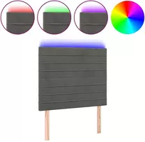 Lova Galvūgalis su LED, tamsiai pilkas, 80x5x118/128cm, aksomas