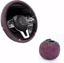 Madingas automobilio vairo užvalkalas su kristalais (diamond edition)