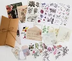 Popieriaus ir lipdukų rinkinys „bullet Journal vintage flowers“, 30 vnt.