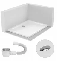 Stačiakampis dušo padėklas 140x70 Slim žemas 5 cm baltas Baltas su sifonu