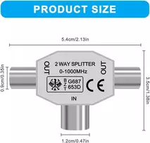 Axfee 2-krypčių Tv antenos skirstytuvas, 1 moteriškas į 2 vyriškus