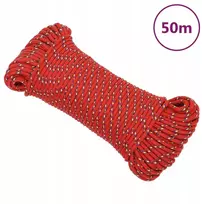 Buriavimo virvė, raudona, 3 mm, 50 m, polipropilenas