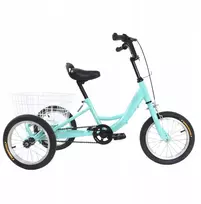 Kelioninis QKids Triratis dviratis 14’ Single Speed Shelf - šviesiai žalias