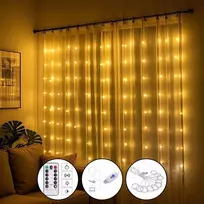 Šviesos užuolaida 300 led 3x3m miegamajam ir laukui šiltai balta