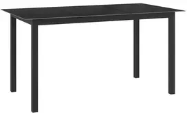 Sodo stalas, juodas, 150x90x74cm, aliuminis ir stiklas