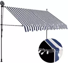 Rankinė ištraukiama markizė su LED, mėlyna ir balta, 300cm