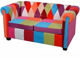 Fotelis Chesterfield dvivietė sofa, audinys