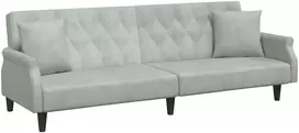 Fotelis Sofa-lova su porankiais, šviesiai pilkos spalvos, aksomas