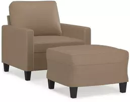 Fotelis Krėslas su pakoja, kapučino spalvos, 60cm, dirbtinė oda