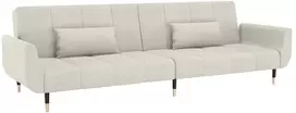 Fotelis Dvivietė sofa-lova su dvejomis pagalvėmis, kreminė, aksomas