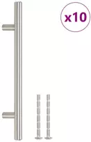 Spintelės rankenėlės, 10vnt., sidabrinės, atstumas tarp skylių 160 mm bendras ilgis 224 mm, nerūdijantis plienas