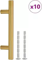 Spintelės rankenėlės, 10vnt., auksinės, atstumas tarp skylių 64 mm bendras ilgis 100 mm, nerūdijantis plienas