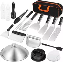 Kwaiyole grilio priedai, grilio įrankių rinkinys iš nerūdijančio plieno, tvirtas grilio mentelių rinkinys, grilio rinkinys skirtas stovyklavimui, Bbq ir rūkyklai bei plančos priedai dujiniam griliui, idealus