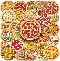 Generic Pizza lipdukų rinkinys, 50 vnt., skirtas riedlentėms, grafiti, motociklams, dviračiams, snieglentėms, bagažui, nešiojamam kompiuteriui, automobiliui, lagaminui vaikams ir paaugliams, vandeniui atsparūs vinilo lipdukai