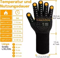 Karščiui atsparios pirštinės iki 800°c, kepimo, grilio