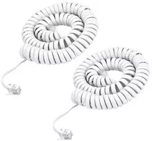 Spiralinis telefono laidas Rj9 (4p4c), 1.2m, baltas