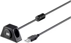 Goobay 93351 usb ilgiklis su laikikliu mp3 automagnetolai / usb 2.0 type a ilgiklis / 480mbitų usb kabelis / juodas / 2 m
