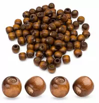 Misko Pasaka Mediniai karoliukai, dažyti, apvalūs, sienna, 12x11mm, 50g~85vnt
