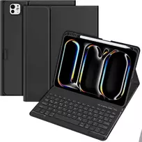 Kbcase klaviatūros dėklas, skirtas ipad pro 11 colių m4 2024, su vokiečių bluetooth klaviatūra su pieštuko laikikliu, skirtas ipad pro 11 colių m4 2024, qwertz išdėstymas, juodas