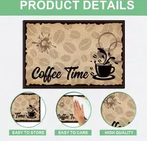 Rankšluostis Wadorn Padėkliukų rinkinys su kavos motyvu, 6 vnt. 30 x 45 cm Kavos laiko padėkliukai Mocha Latte Kavos puodelio baro stalo padėkliukai Kavos aparatų padėkliukas virtuvėms, restoranams, kavinėms, priėmimo kambariams