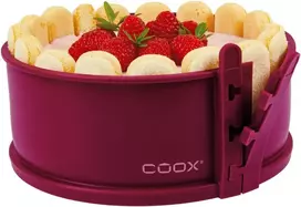 Coox torto forma su stikliniu pagrindu, skersmuo 18 cm, tamsiai raudona, kepkite ir patiekite tiesiai ant stiklinės lėkštės, nereikia perkelti