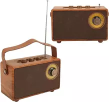 Kompiuterio kolonėlės Nešiojama retro bluetooth kolonėlė, medienos imitacijos radijas, dizaino hifi stereo garsas bt 5.1 usb įkraunamas vintage radijo bluetooth garsiakalbis