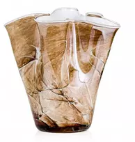 Crystalite Bohemia Stiklinė vaza gėlėms su banguotu kraštu "wstążka/chusta" 20cm spalvota
