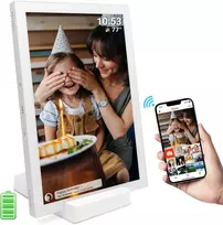 Objektyvas Yenock skaitmeninis nuotraukų rėmelis Frameo 10.1 colio, 5000 Mah baterija, nuotraukų rėmelis su Wifi, 32gb Hd Ips jutiklinis ekranas su belaidžiu įkrovikliu, automatinis pasukimas, momentinis nuotraukų/video dalijimasis per programėlę