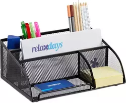 Relaxdays Stalo organizatorius, metalinis, juodas, 18 x 25.5 x 10.5 cm