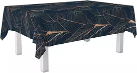 Dekoratyvinė staltiesė 140 x 240 cm - variniai lapai, tamsiai mėlyna, poliesteris, elegantiškas stalas, aukštos kokybės