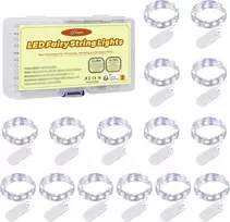 Led dekoratyvinės lemputės su baterijomis, 15 vnt., 2 m, 20 led, varinė viela, ip67 vandeniui atsparios dekoratyvinės lemputės vakarėliams, vestuvėms, kalėdinėms dekoracijoms, apšvietimo atmosferai