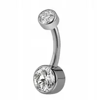 Titanas 1,6x8mm bambos auskaras su dviem Cz kristalais