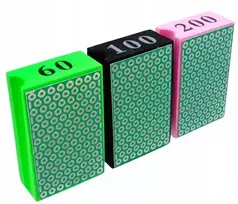 Deimantinė šlifavimo kaladėlė gresui, komplektas 60, 100, 200