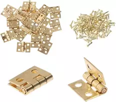 50 vnt. mini žalvariniai vyriai baldų apkaustai dekoratyviniai maži durų vyriai papuošalų dėžutei su vyrių vinimis auksiniai 8x10mm