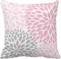 Yisumei dekoratyvinis pagalvėlės užvalkalas 50 x 50 cm namų dekorui, sofos pagalvėlės užvalkalai, rožinė pilka dahlia su gėlėmis