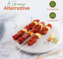 Foogo Žalias 250 bambukiniai iešmeliai, sertifikuoti pagal fsc, tvirti, ekologiški 20 cm iešmeliai bbq ir kebabams, vaisių smeigtukai, kokteilių smeigtukai stovyklavimui, vakarėliams ir vestuvėms