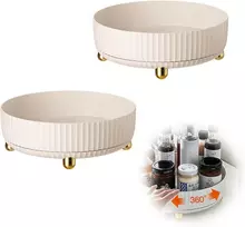 Cobenga Lazy Susan besisukantis organiseris, 360° besisukantis laikymo padėklas, makiažo ir kvepalų organiseris, 8.7 colių besisukantis spintos organiseris makiažo kosmetikos stalviršiui, 2 vnt.
