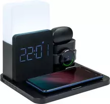 Thomson Cl800i 4-in-1 žadintuvas ir įkrovimo stotelė, naktinė lempa su skirtingu intensyvumu ir spalvomis, juoda