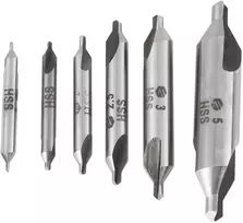 Centravimo grąžtų rinkinys 6 vnt. 1/1,5/2/2,5/3/5 mm 60 laipsnių greitapjovio plieno centravimo grąžtų rinkinys metalui