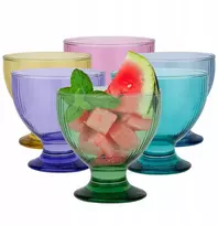 Taurės desertams ledams rifliuotos dryžuotos mix spalvų 6x500ml lenkiškos