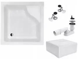 Besco Gilus dušo padėklas Igor 90x90 su apdaila + sifonas, kojelės