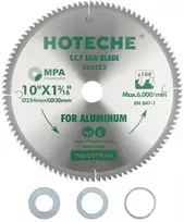 Hoteche tct diskinis pjūklo diskas 254 x 30 x 100t, skirtas tiksliam aliuminio ir plastiko pjovimui, su sk5 pagrindu, 1,8 mm storio, 100 dantų oke402 pjovimo galvute, maks. 6000 aps./min., įskaitant 3 poveržles