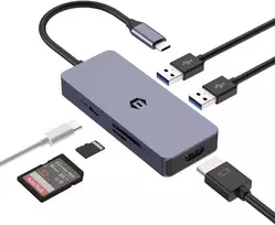 Usb-c šakotuvas 6-in-1 su Hdmi, Sd/tf, 100w Pd, 2xusb 3.0