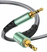 Rawaux Aux laidas 90 laipsnių Jack laidas 3.5 mm Jack į 3.5 mm Jack audio laidas stačiu kampu nuo vyriško iki vyriško ausinių laidas ausinėms, planšetiniam kompiuteriui, nešiojamam kompiuteriui, automobiliui, telefonams, garsiakalbiams (2 m)