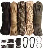 Paracord 550 virvės rinkinys su sagtimis karabinais 7 gijos 4 mm 30 m